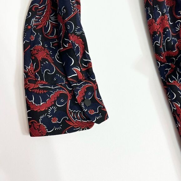 A.L.C. Dress Womens Size 2 Sullivan 100% Silk Floral Tie Waist Long Sleeve - Picture 6 of 13